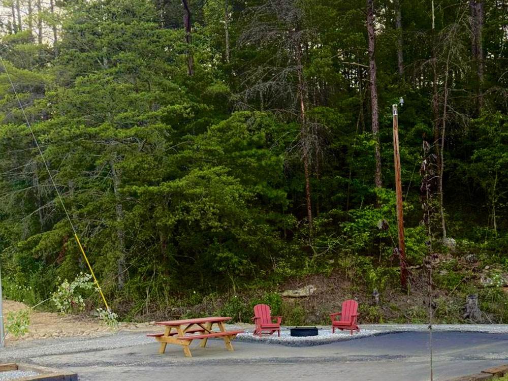 Seating and picnic table at site