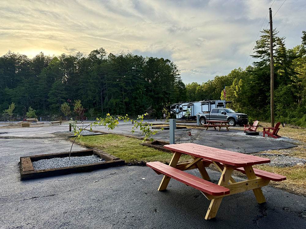 A picnic table at a paved site