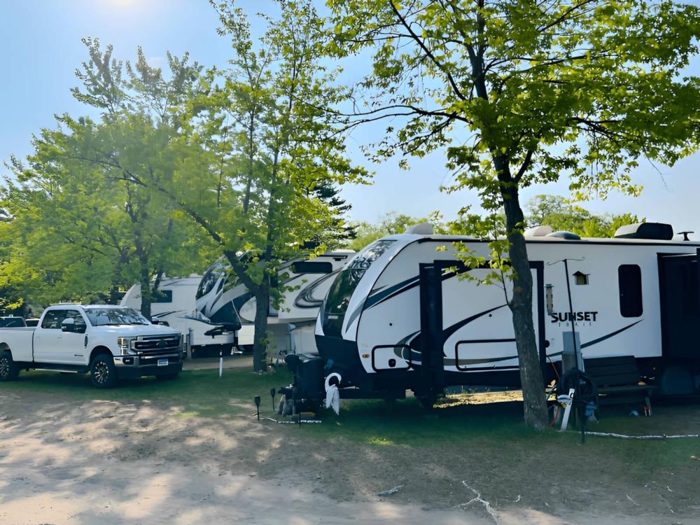 Parked trailer's at site Golden Acres Park