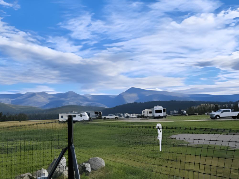 Parked trailers at site Lost Moose Meadows Campground & RV Park