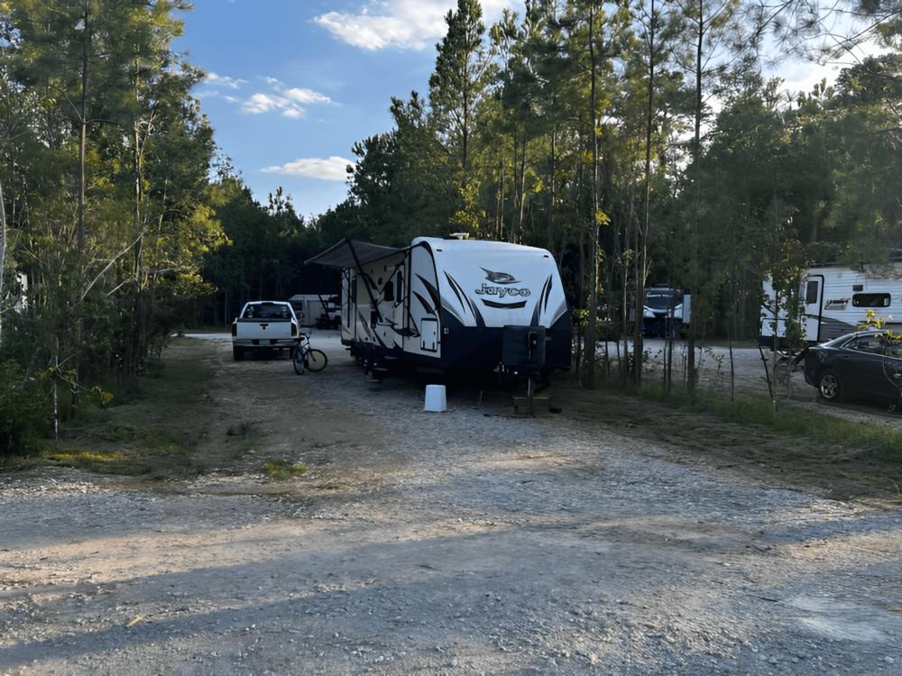 Parked trailer at site Natures Trace Park