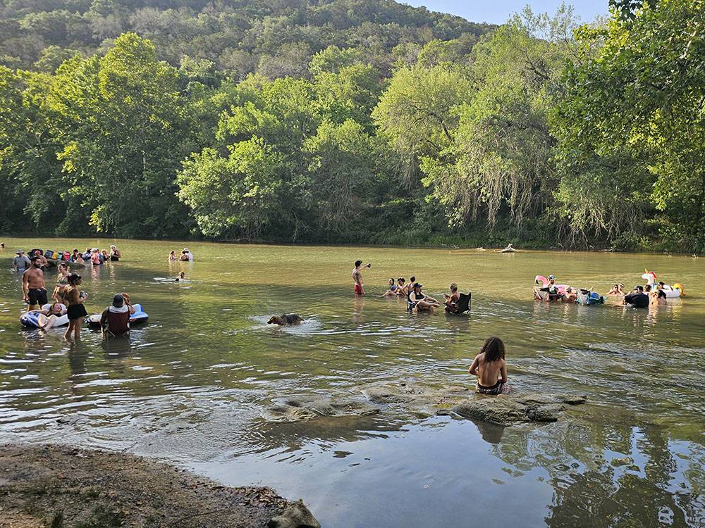 People playing in the river