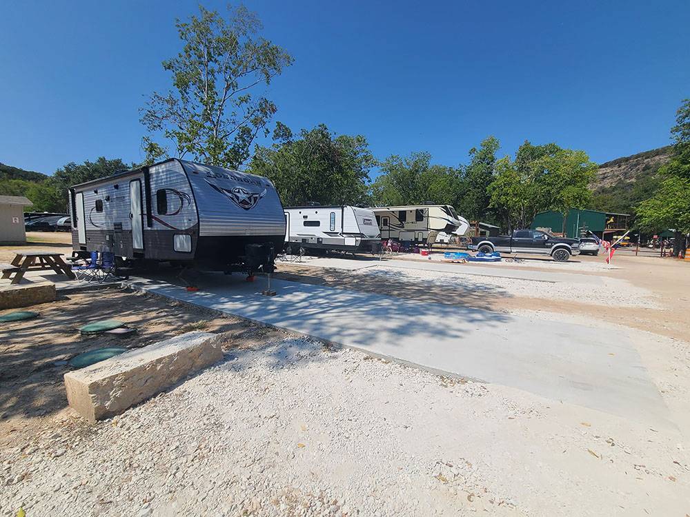 RVs parked in large sites