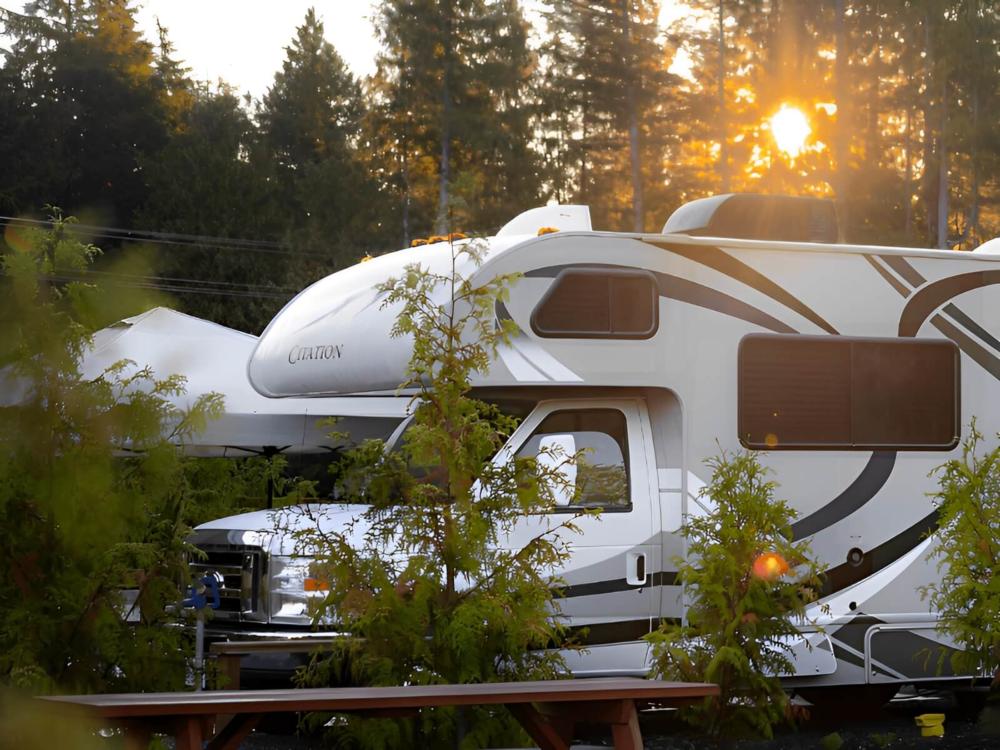 Parked RV at site Tsawaak RV Resort and Campground