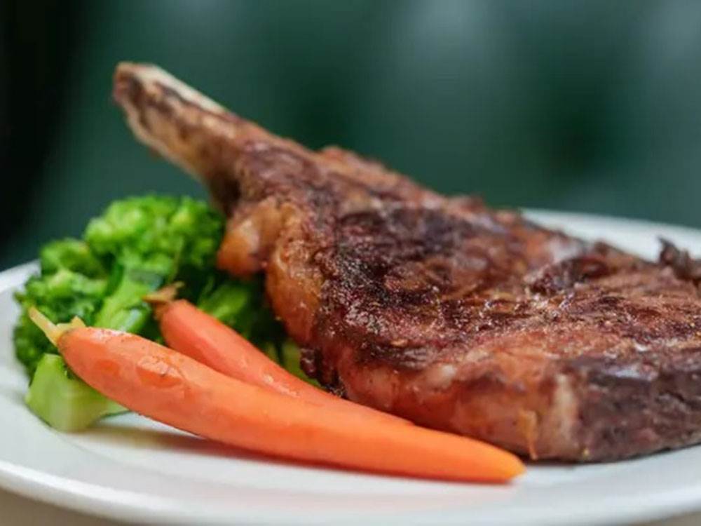 A steak and vegetables