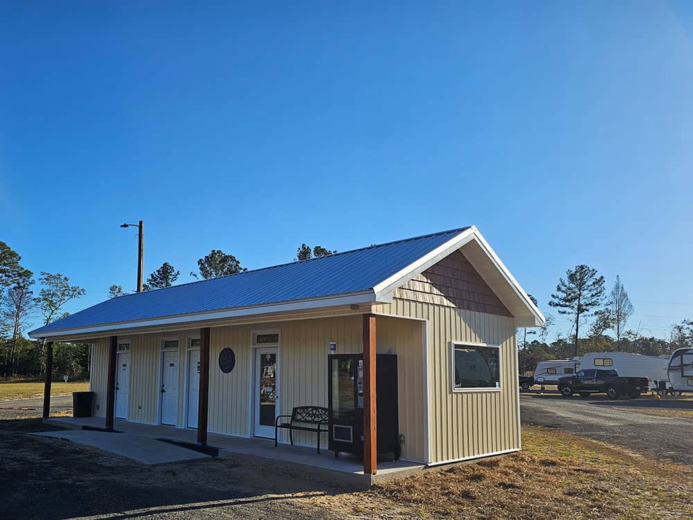 The exterior of the bathhouse