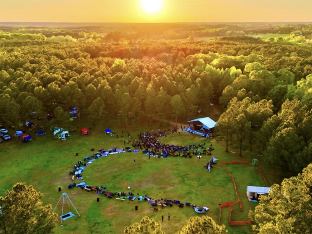 Aerial view of an event at Skull Shoals Park & Campground