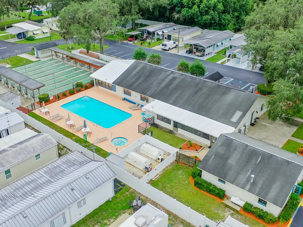 Aerial view of the park at Hunters Run RV Estates