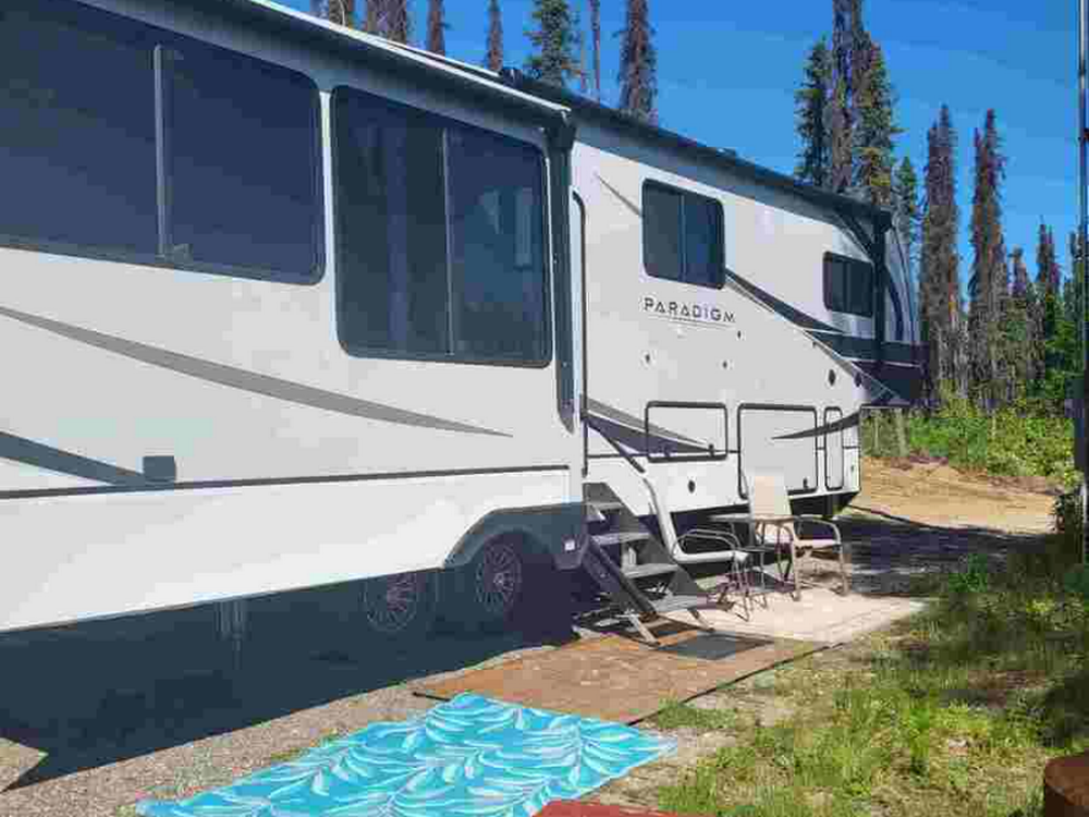 An RV parked in a site