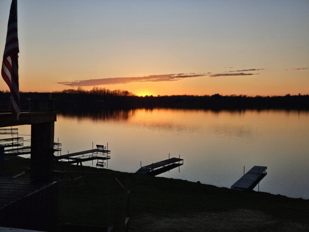 Boat docks on the lake at Hidden Shady Nook