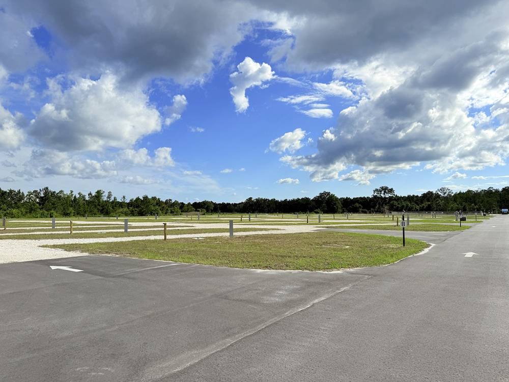 A blue sky over the park
