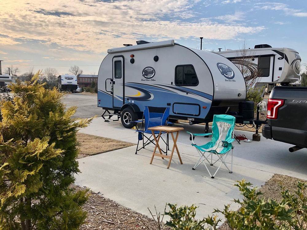 A small travel trailer