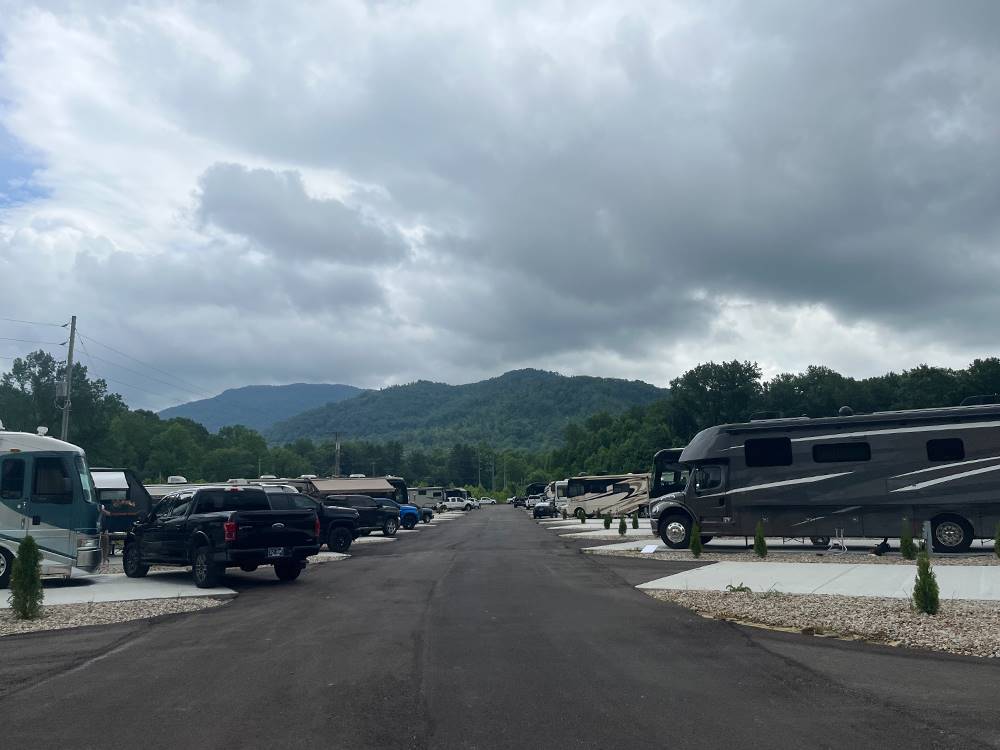 Paved road leading to sites