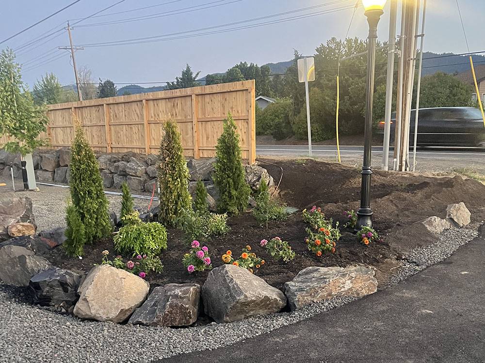 Nice landscaping at the entrance to the park