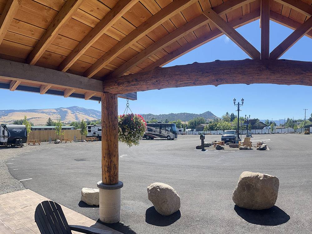 A view of the parking lot from the office