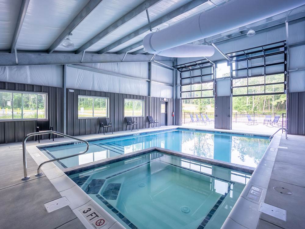 The indoor pool and spa