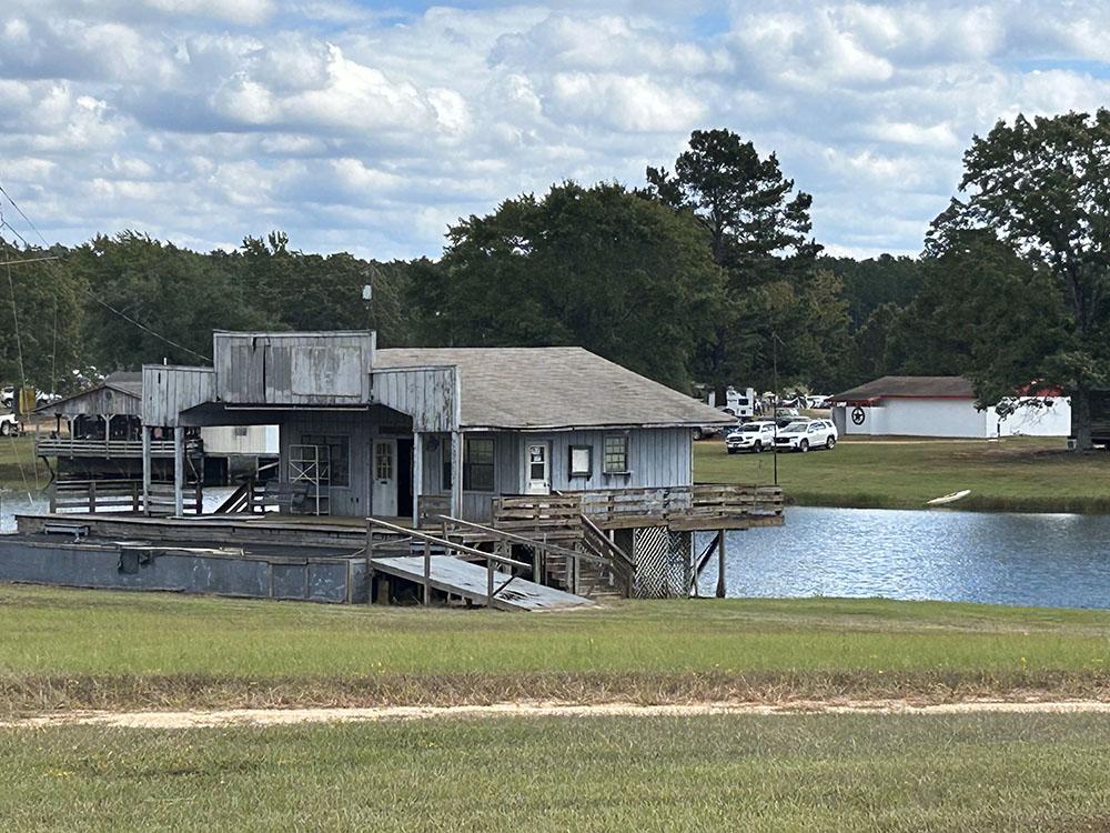 A building near the water