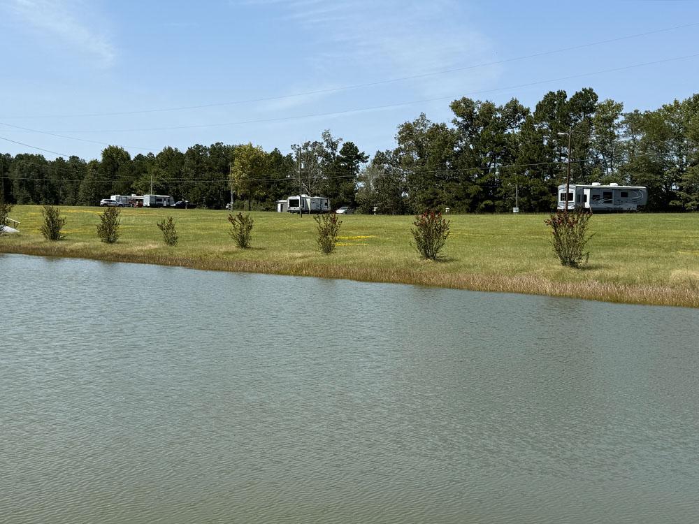 Travel trailers near the water