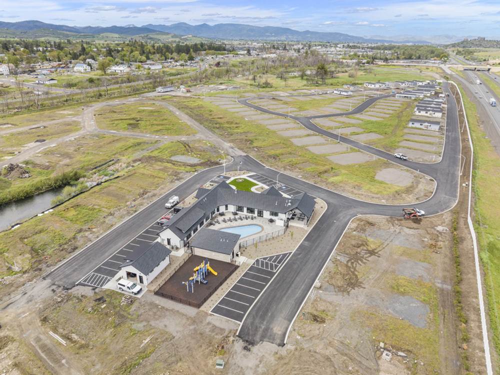Aerial view of buildings and sites