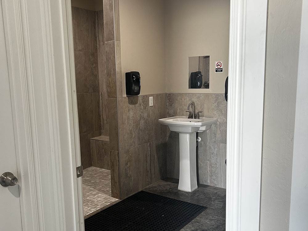 The sink in the restroom