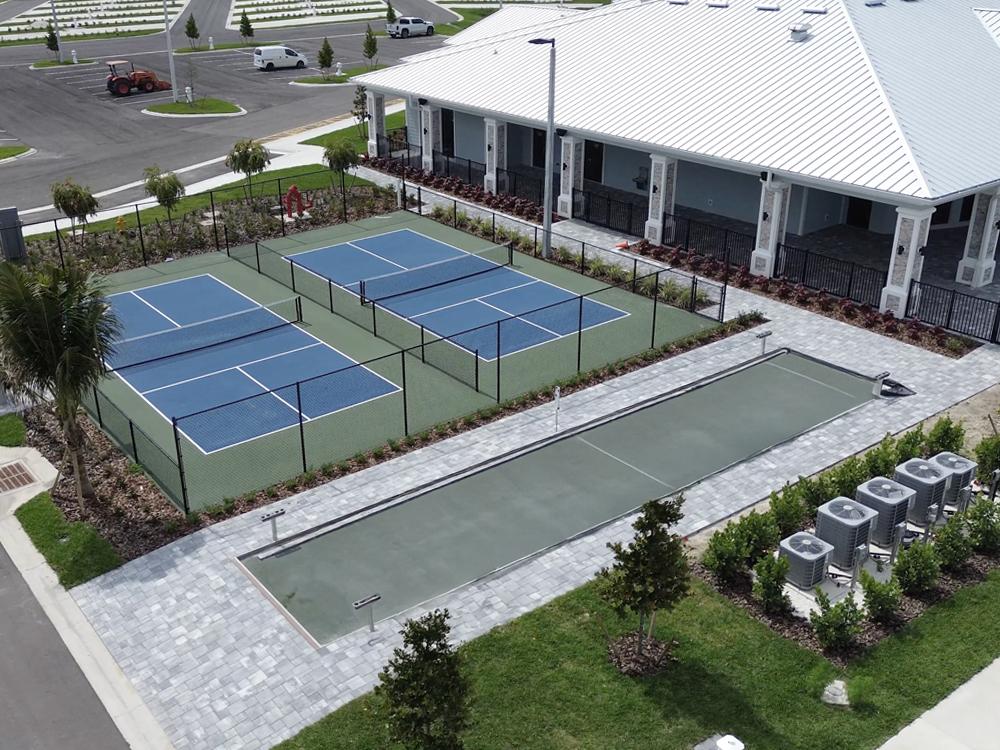 Aerial view of the pickleball courts