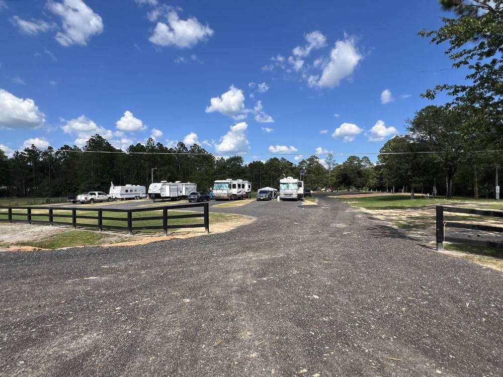 RVs parked in gravel sites