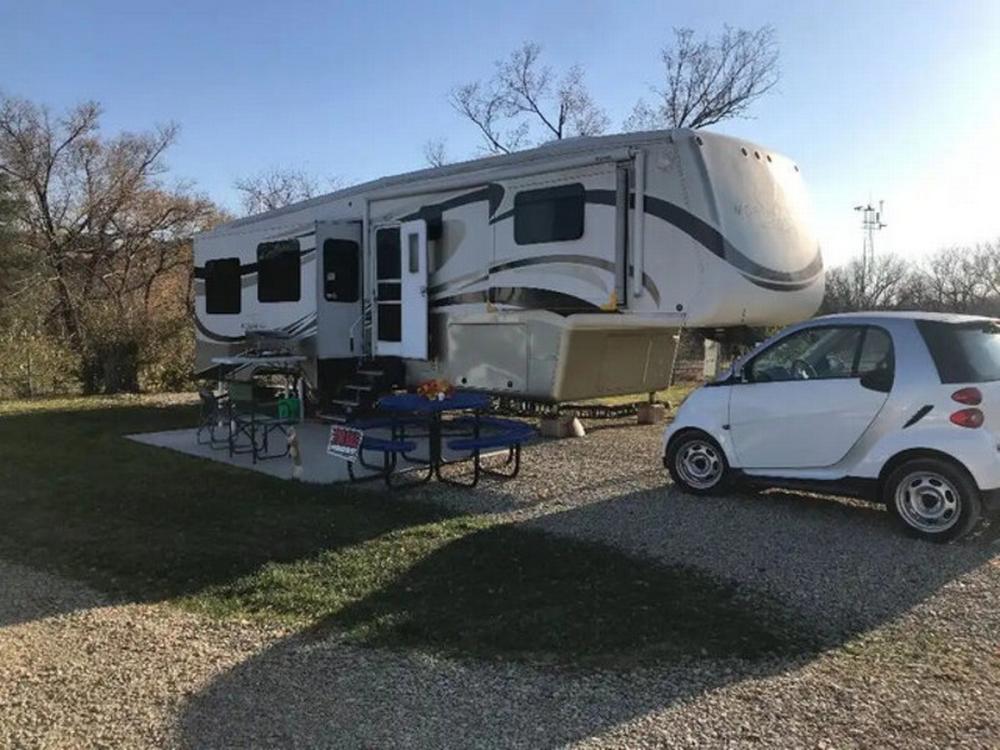 Parked trailer at site Smoky Hill RV Park