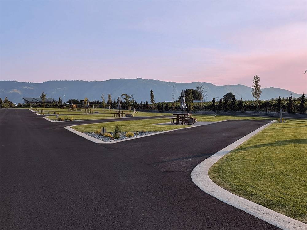 Open RV lots at sunset