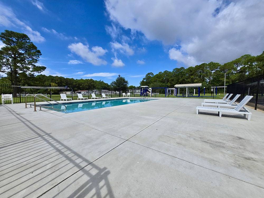 The pool and playground equipment