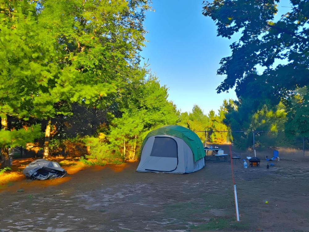 Tent at site Boyne Country RV Park and Campground