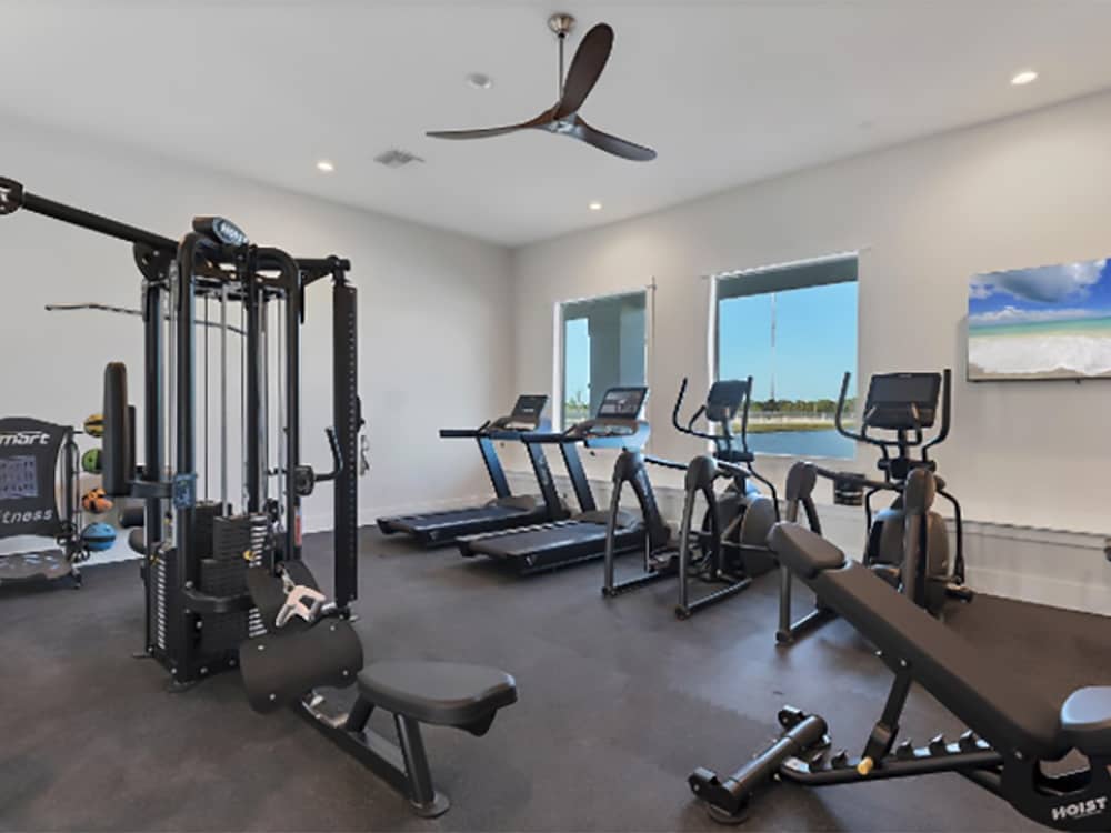 Workout equipment in the exercise room