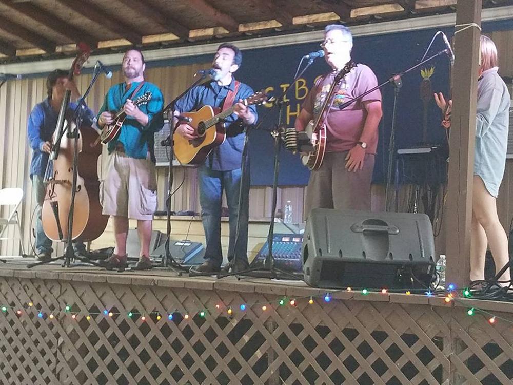 Entertainers singing on stage