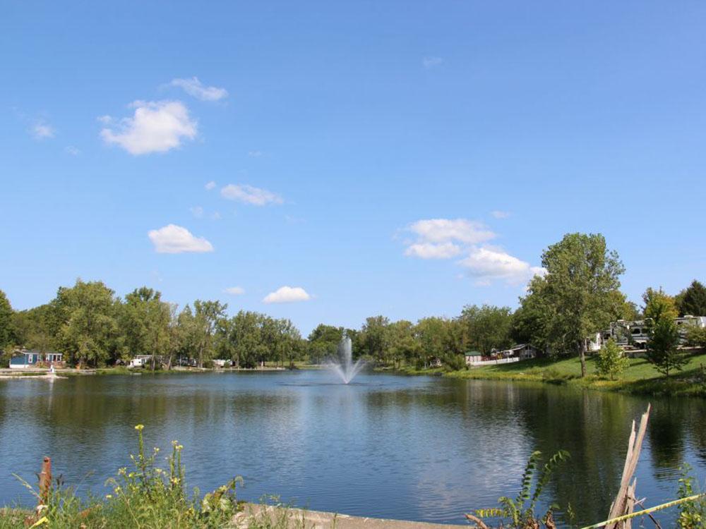 A fountain in the pond