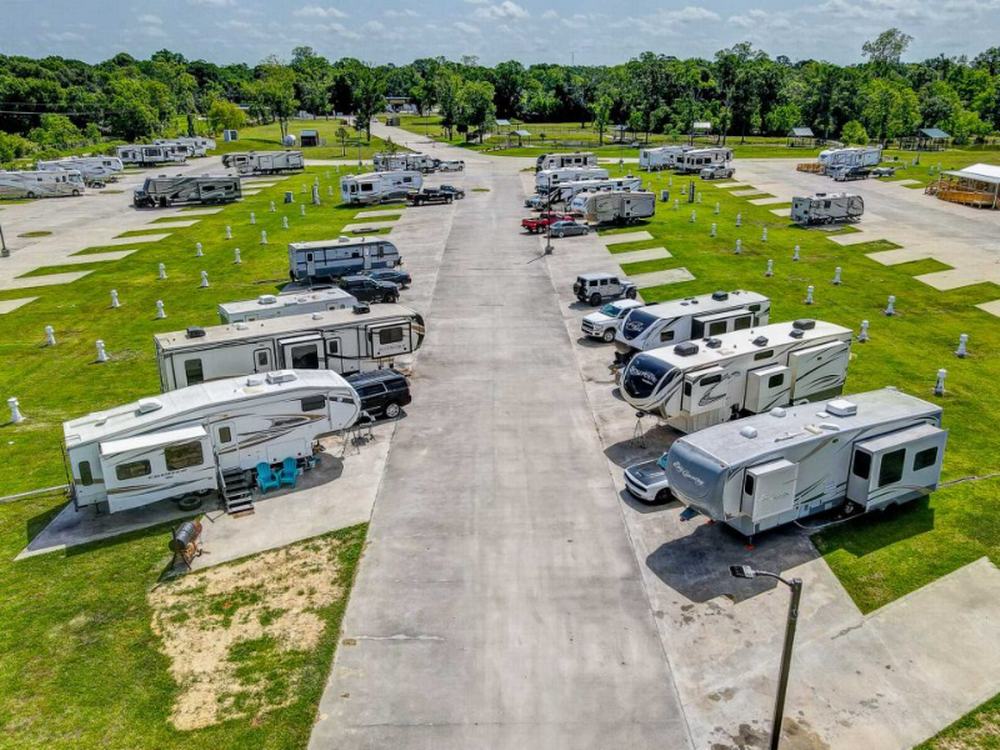 Row of RV sites Texas Palms RV Park