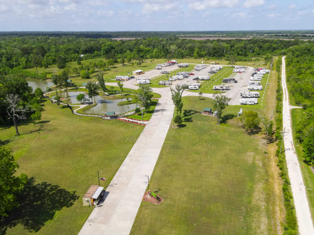 Aerial view of the park Texas Palms RV Park