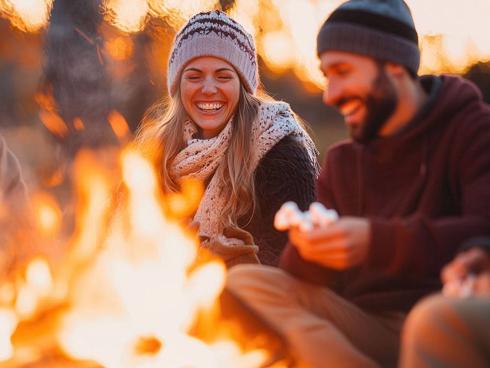 People having a good time at the fire pits