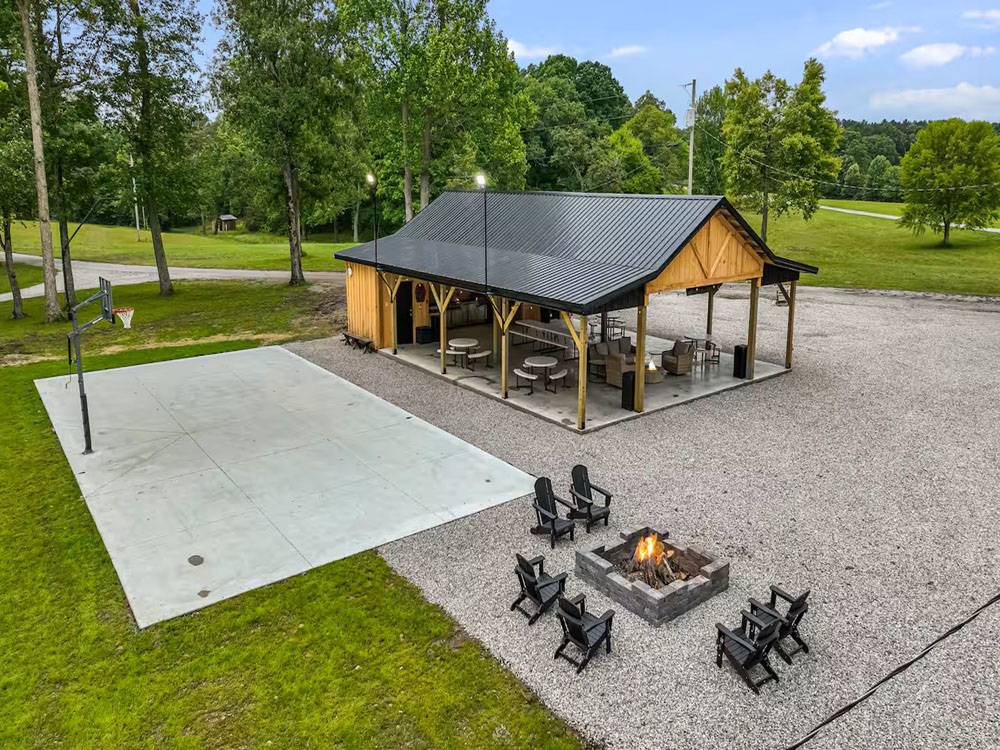 The pavilion and firepit area