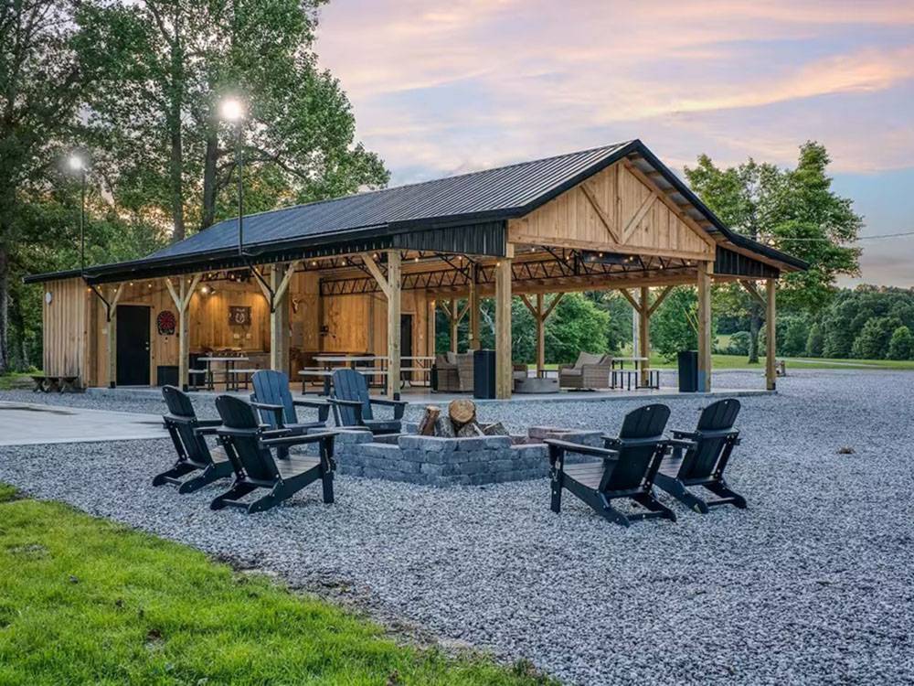 The firepit area with seating