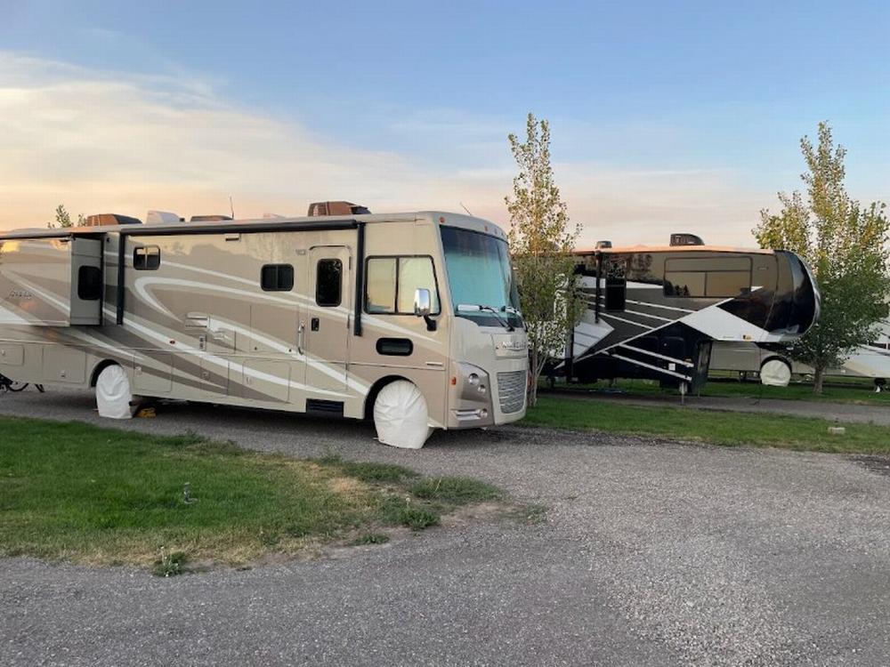 Parked RV at site Sugar City RV Park