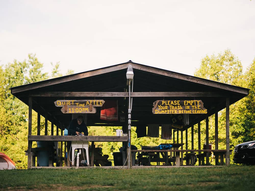 Man under the pavilion
