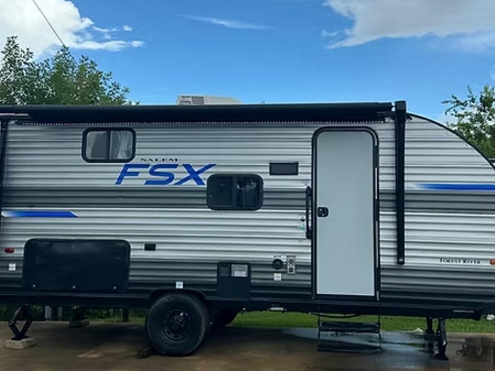 Parked trailer at site Gulf Shores RV Park and Resort