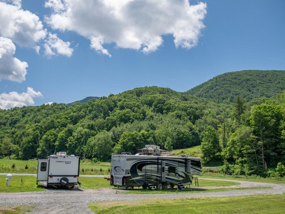 Parked trailer's at site Phoenix Mountain Campground