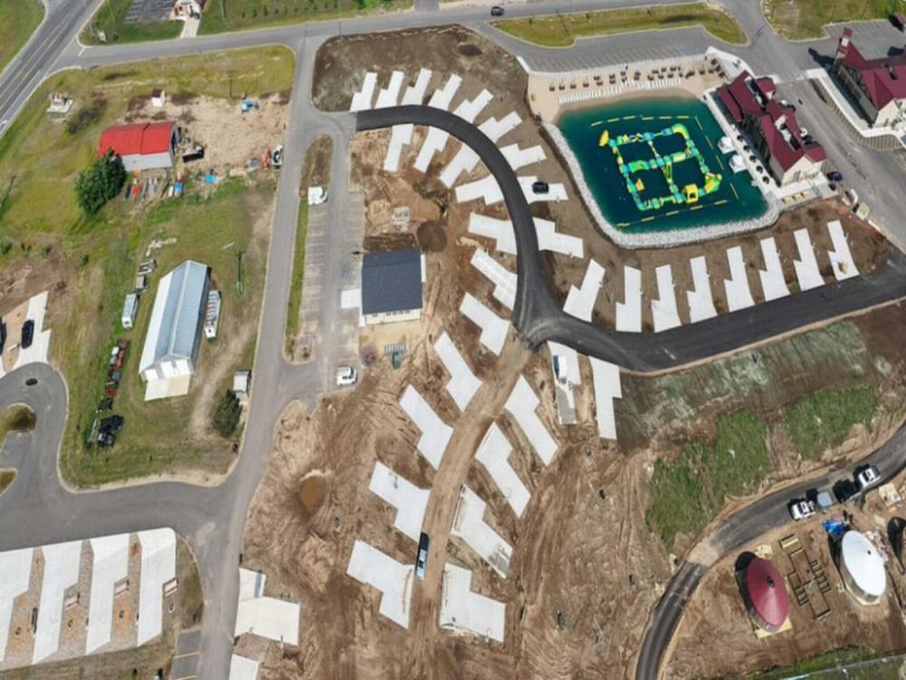 Overhead view at site Alpen Bluffs Outdoor Resort