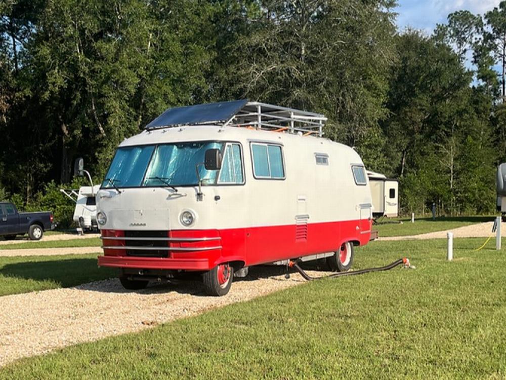 Wagon parked at site Butterbean Acres RV Park