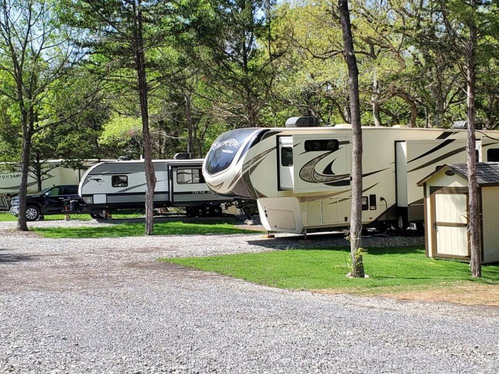 Trailer's parked at site Creek Crossing RV Park