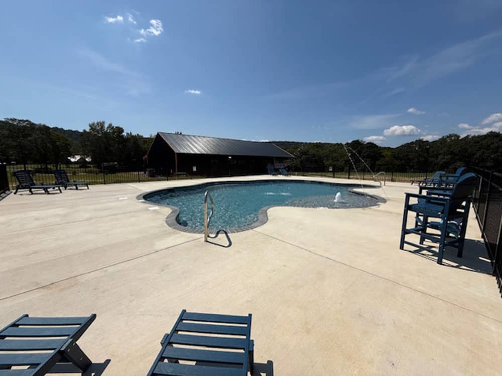 Lounge chairs around the pool