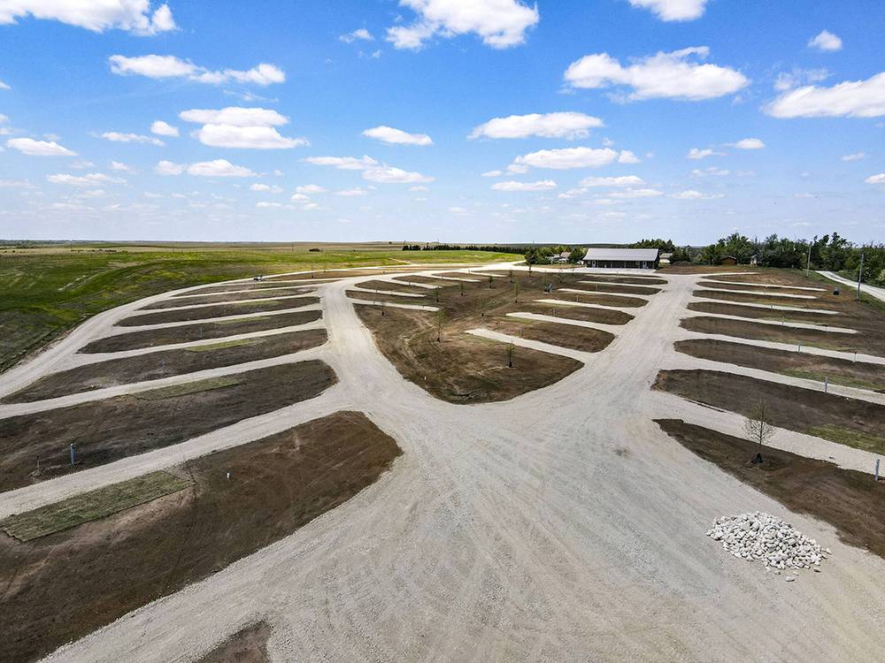 Aerial view of empty RV lots