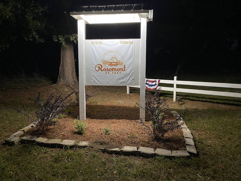 The park sign at night