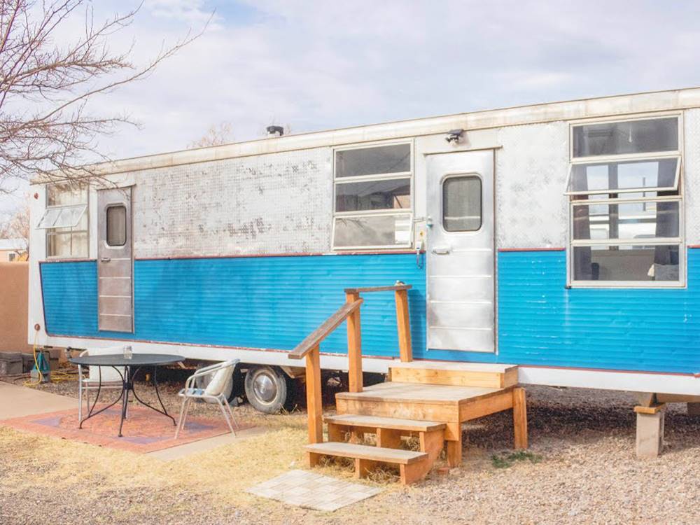 Parked RV with table