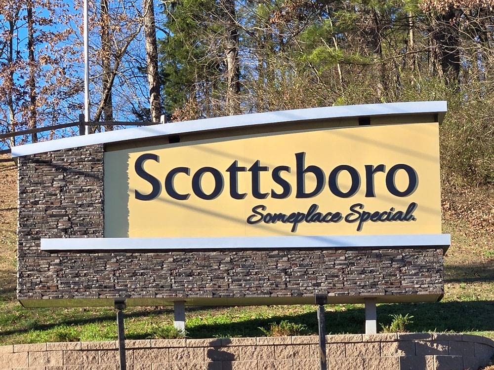 A sign for the city of Scottsboro